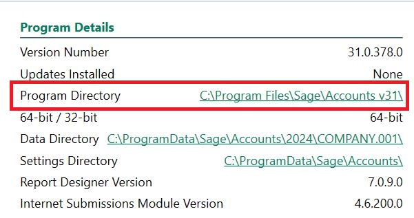 The program details section with the program directory link highlighted.