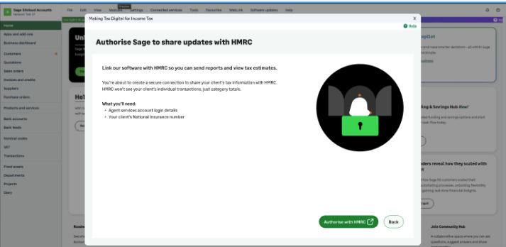 authorise sage to share with hmrc screenshot.