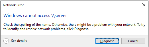 Network Error: Windows cannot access message.