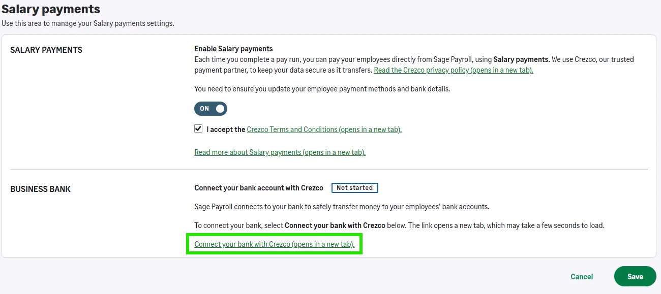 Connect your bank account option in Settings.